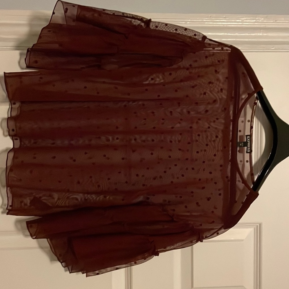 XS sheer maroon express top